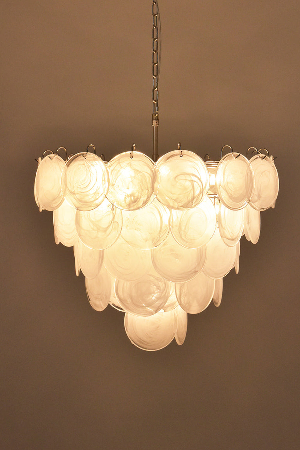 White Art Disc Glass Chandelier - view 8 | morylighting