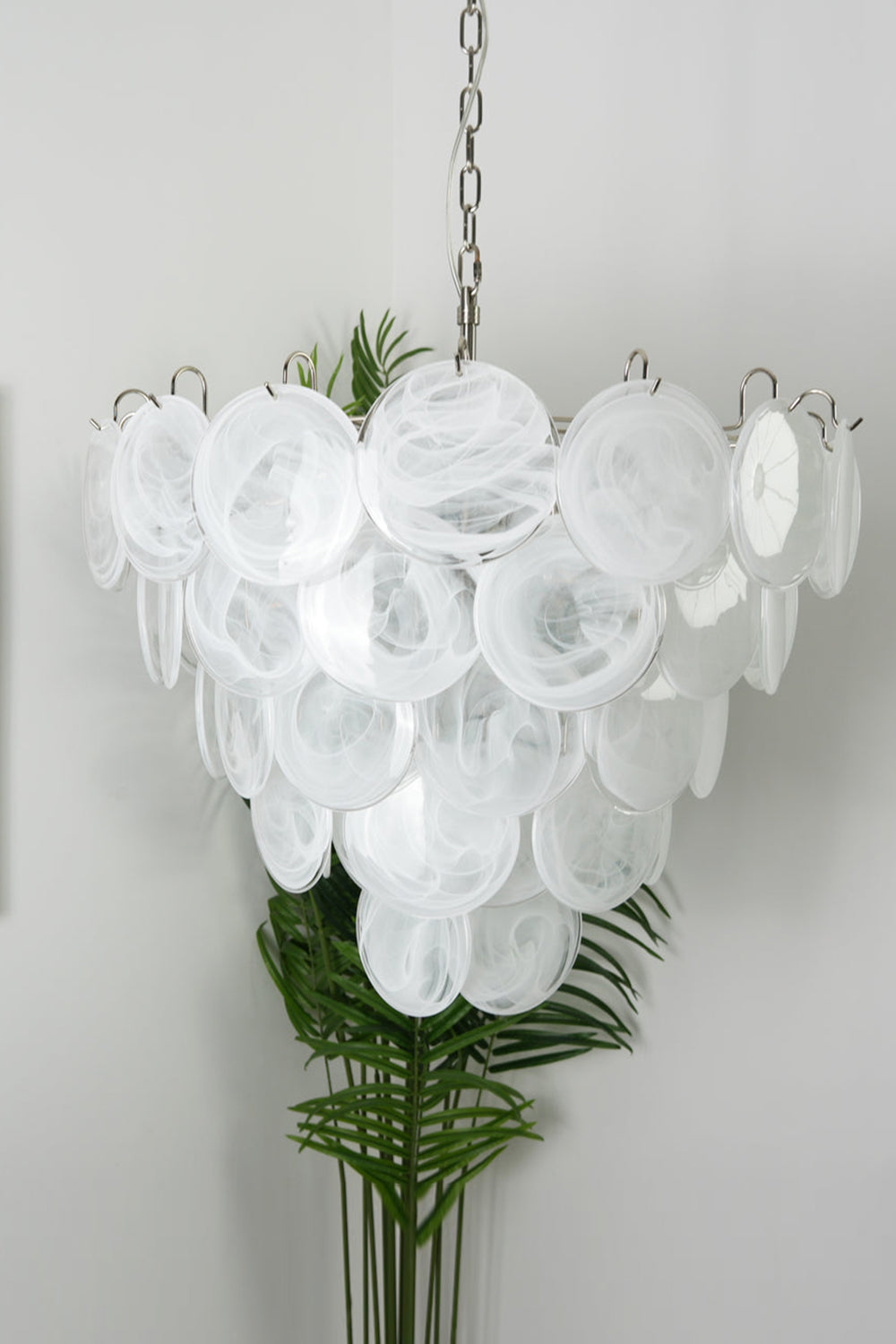White Art Disc Glass Chandelier - view 9 | morylighting