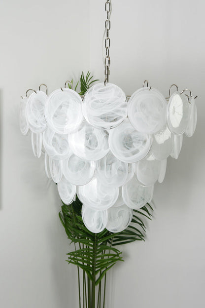 White Art Disc Glass Chandelier - view 9 | morylighting