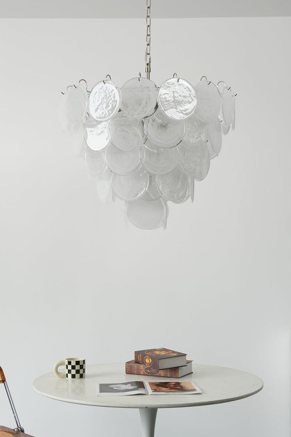 White Art Disc Glass Chandelier - view 5 | morylighting