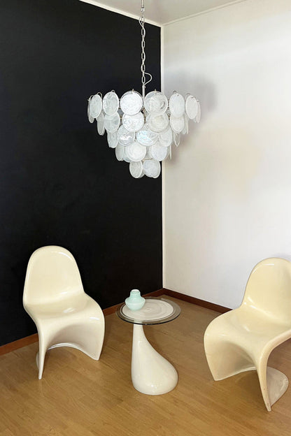 White Art Disc Glass Chandelier - view 7 | morylighting