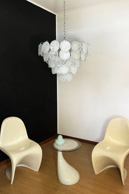 White Art Disc Glass Chandelier - view 11 | morylighting