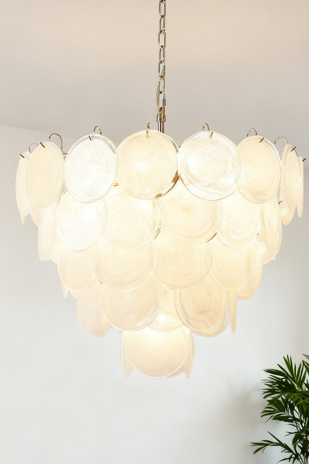 White Art Disc Glass Chandelier - view 10 | morylighting