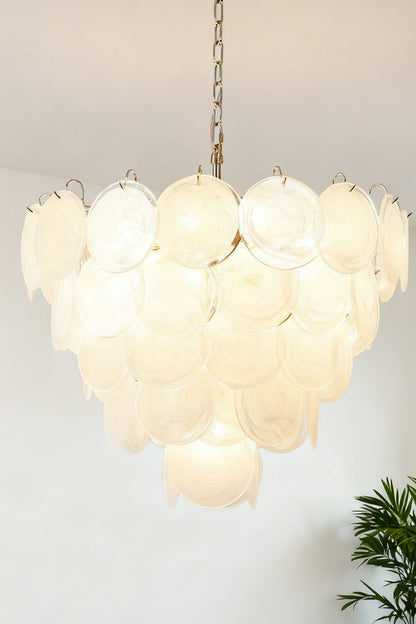 White Art Disc Glass Chandelier - view 10 | morylighting