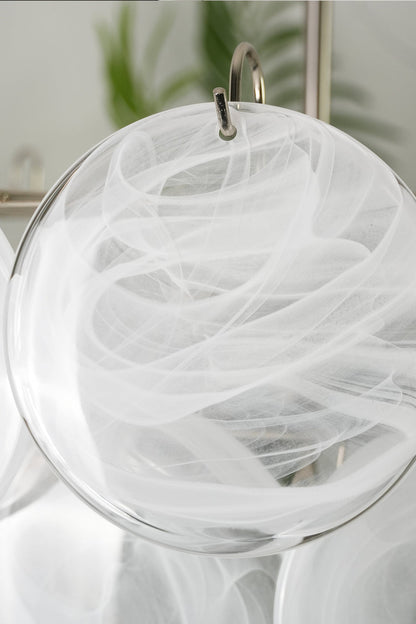 White Art Disc Glass Chandelier - view 16 | morylighting