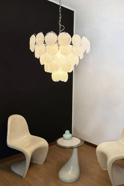 White Art Disc Glass Chandelier - view 6 | morylighting