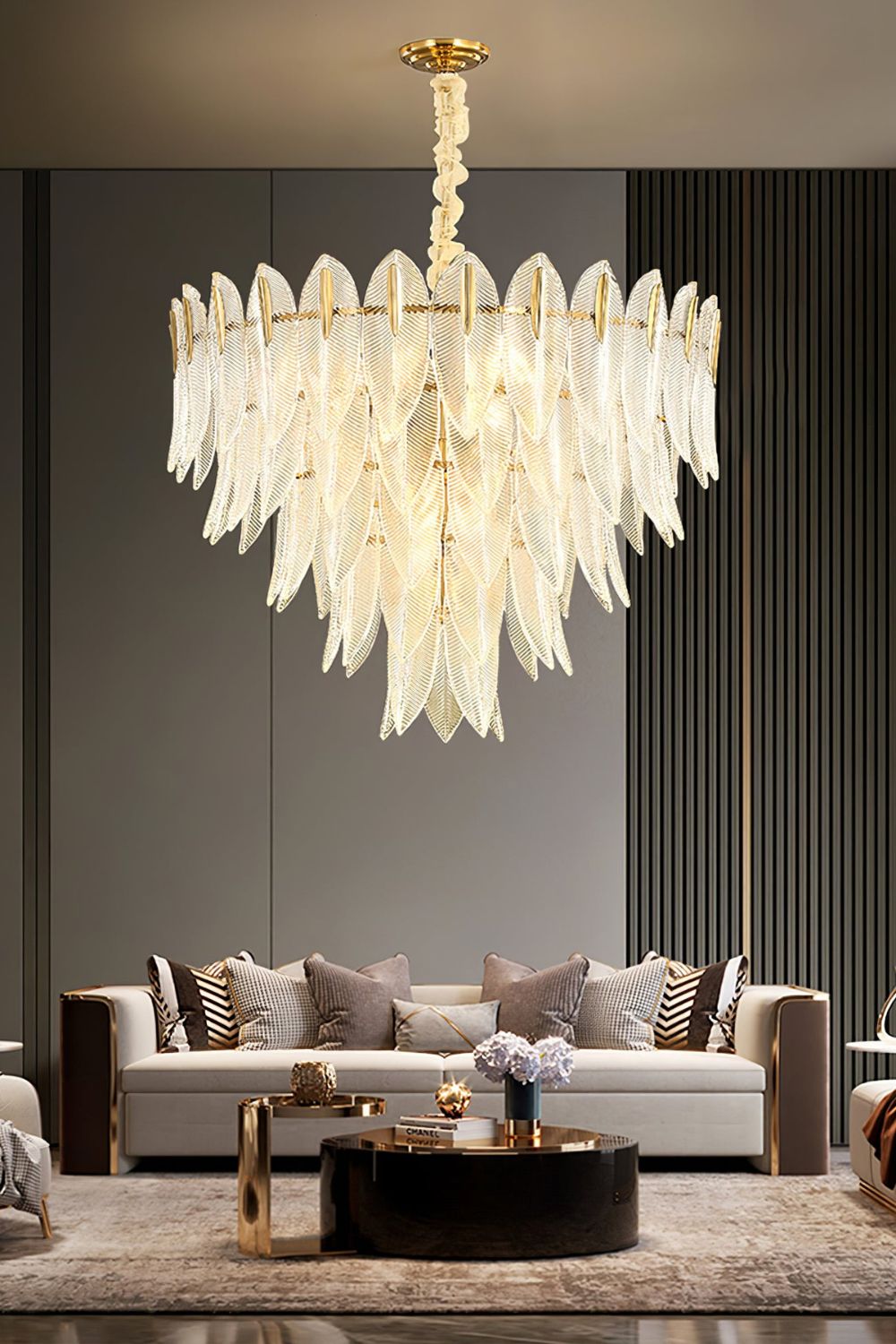 Glass Feathers Chandelier - morylighting
