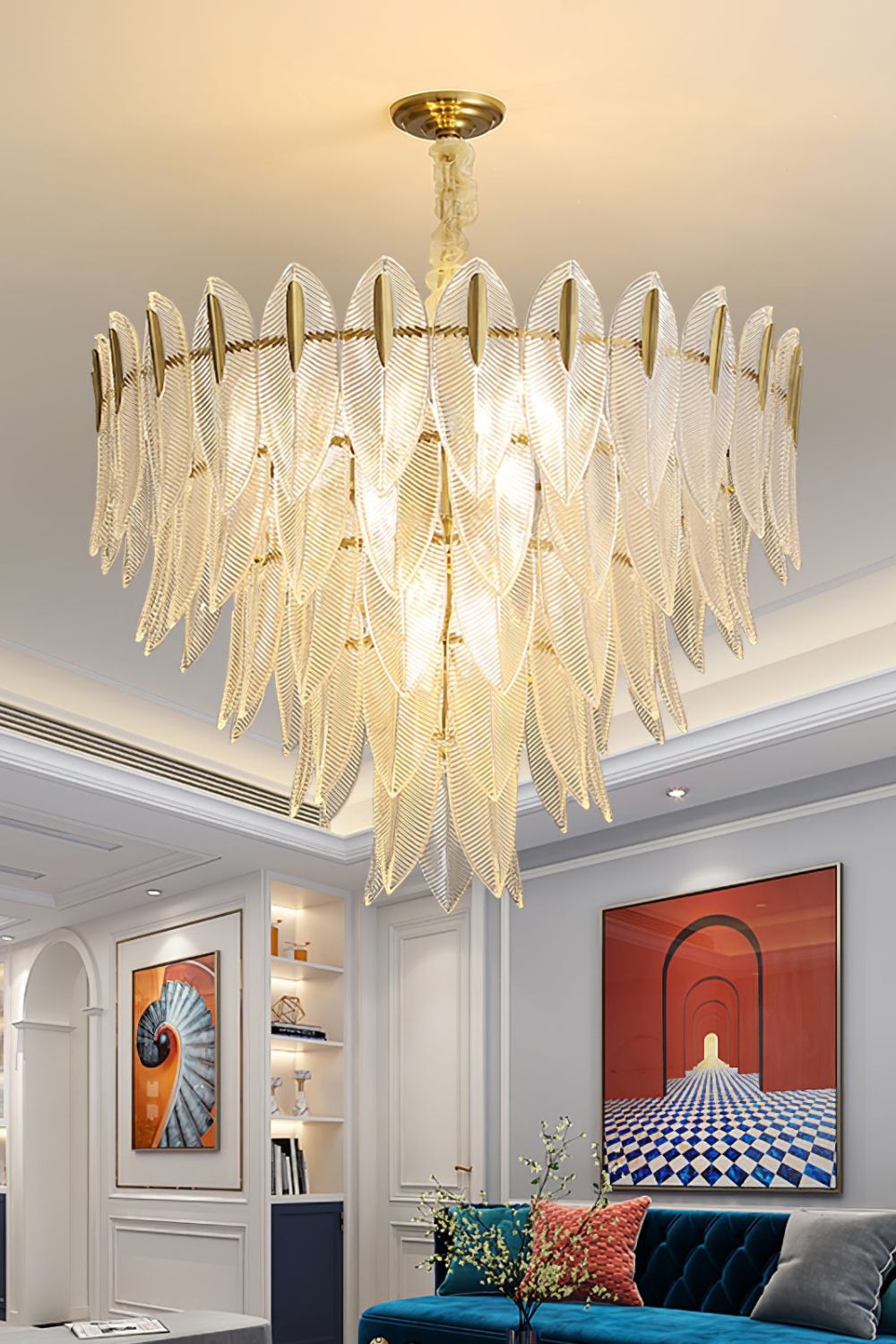 Glass Feathers Chandelier - morylighting