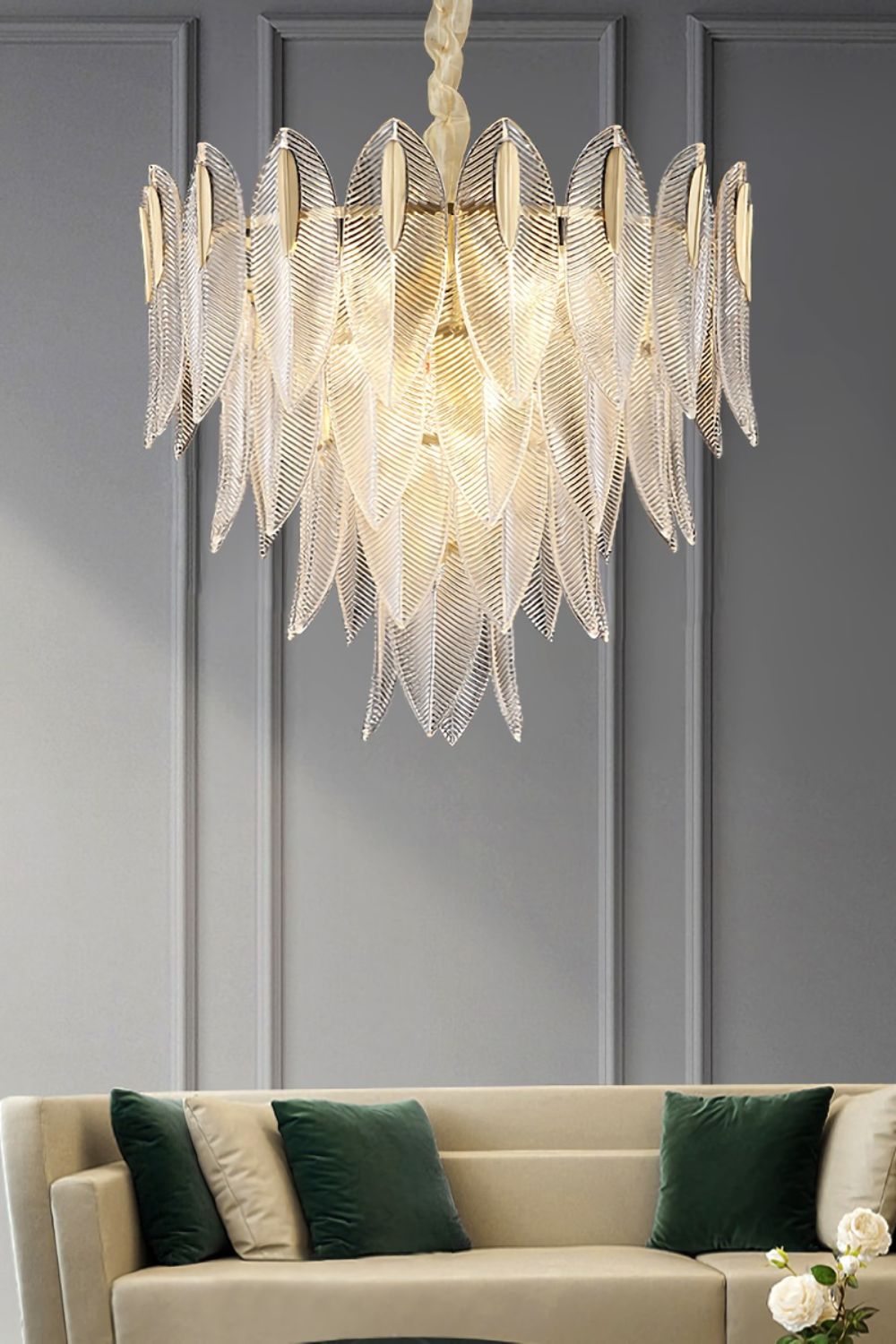 Glass Feathers Chandelier - morylighting