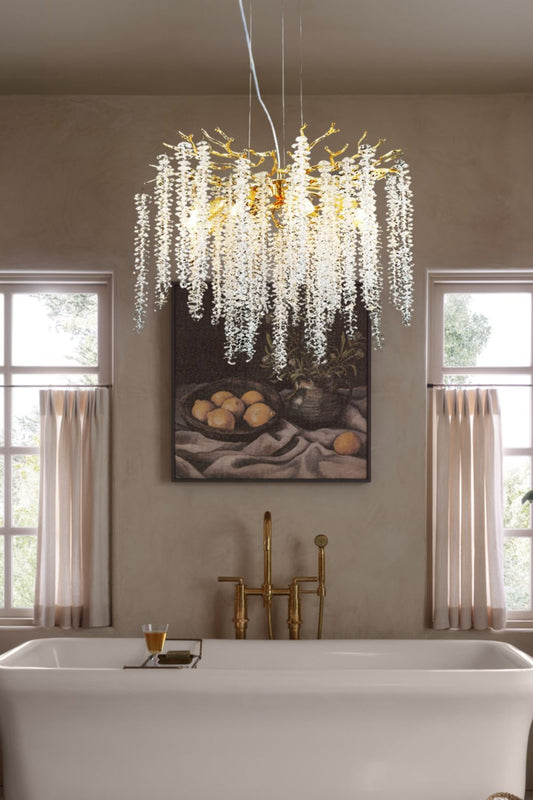 Wisteria Flower  Golden Branch Crystal Chandelier - view 2 | morylighting