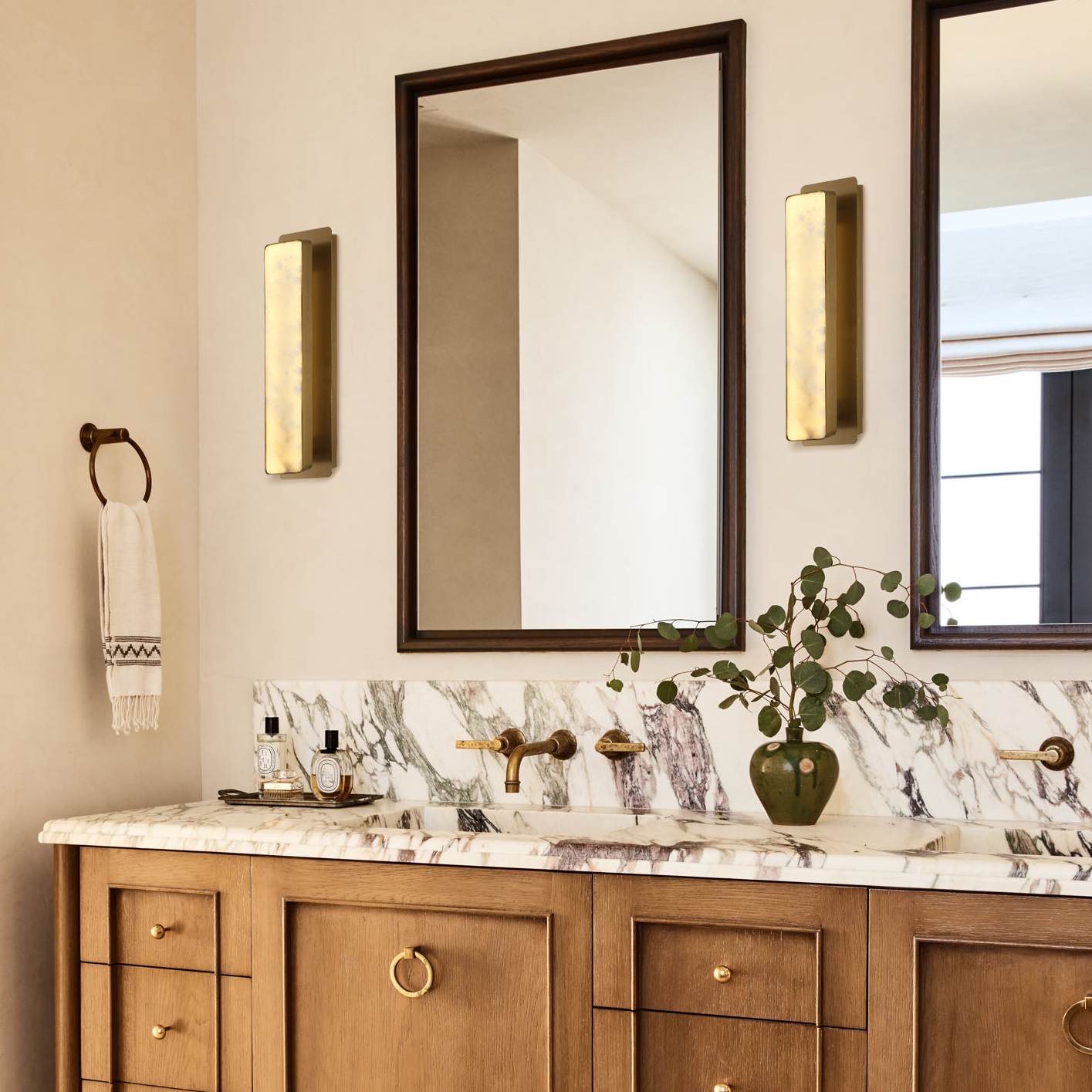 Melange Alabaster Rectangle Wall Sconces 20"