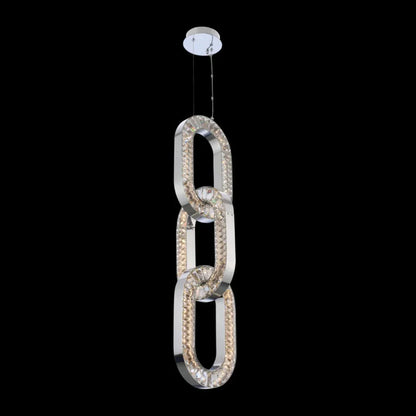 Luxury Crystal and Metal Chain Pendant Chandelier for High Ceilings with Modern Finish
