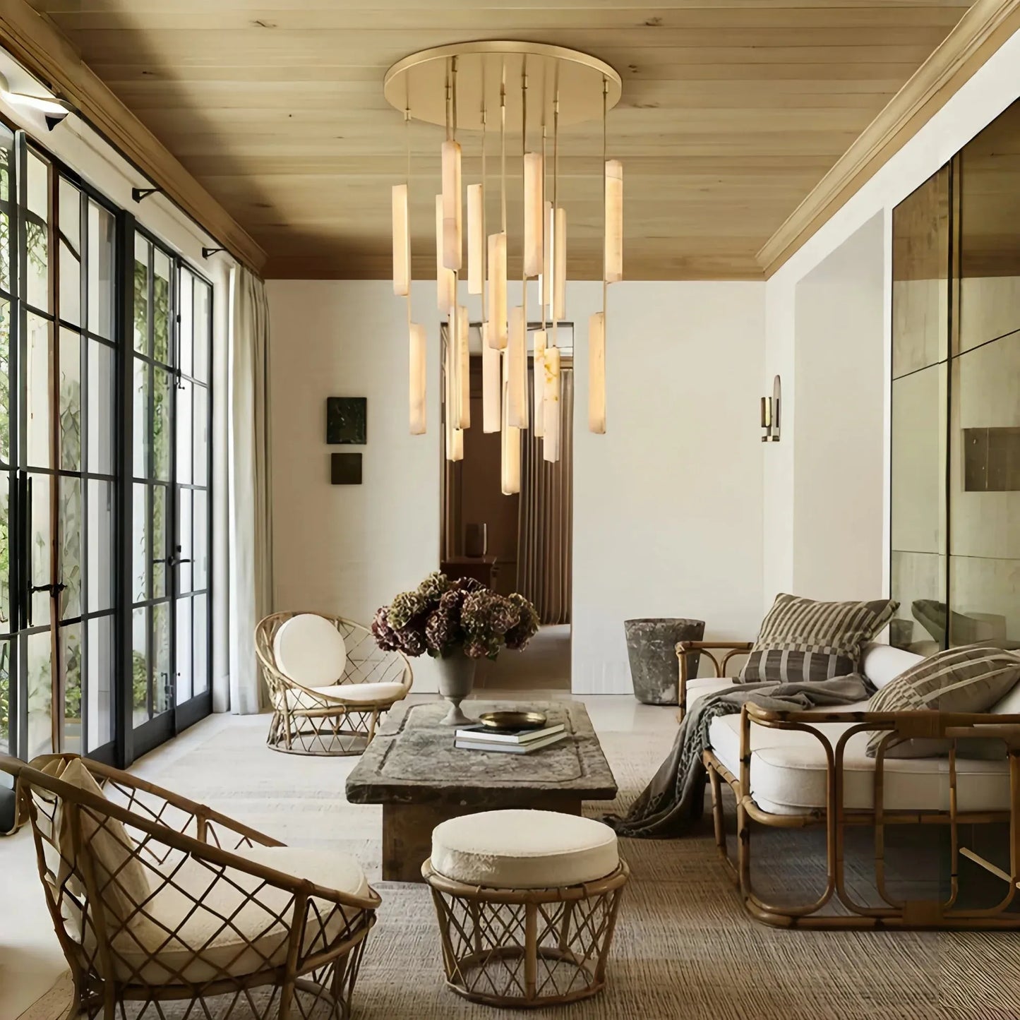 Auduban Alabaster Round Chandelier 24'' 40'' 56''-