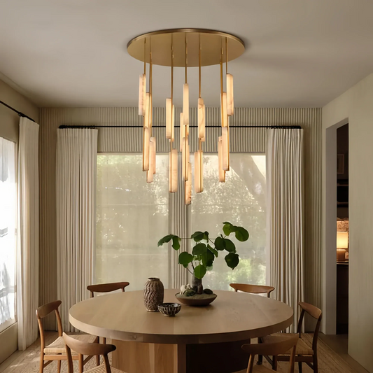 Auduban Alabaster Round Chandelier 24'' 40'' 56''-