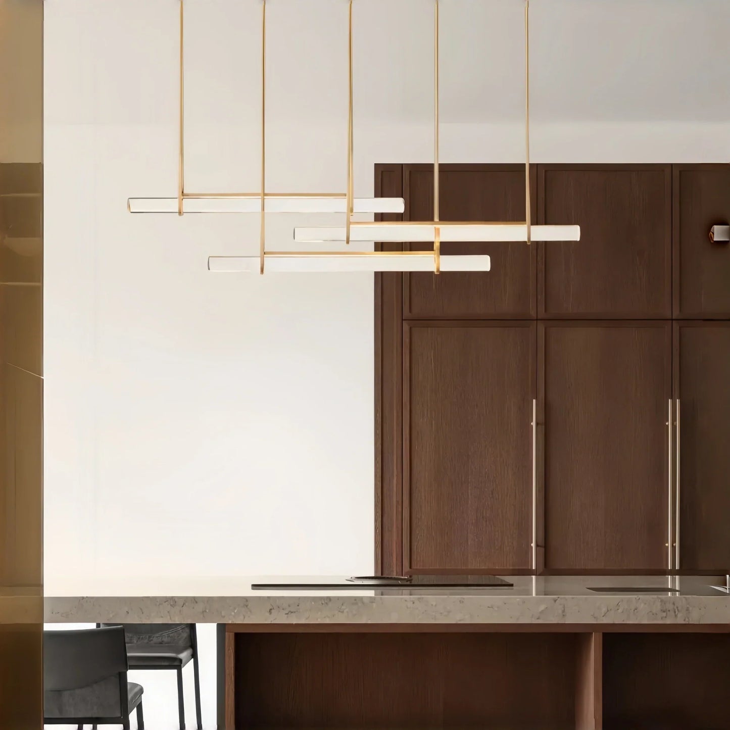 Auburn Crystal Triple Bar Linear Chandelier