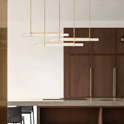 Auburn Crystal Triple Bar Linear Chandelier