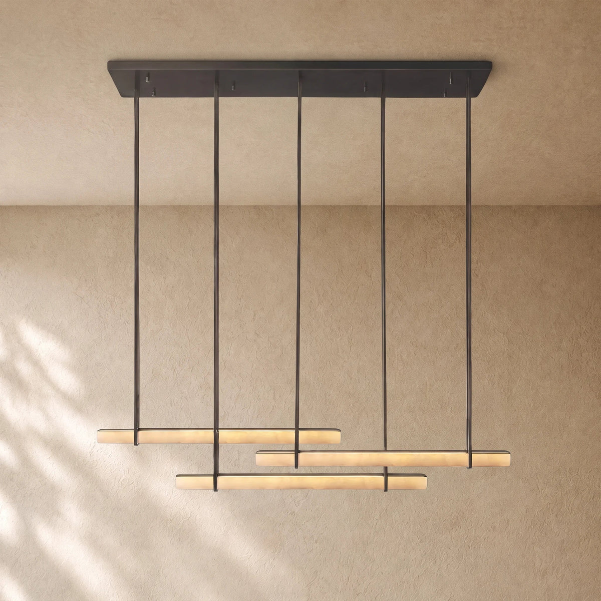 Audubom Alabaster Triple Bar Linear Chandelier