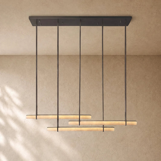 Audubom Alabaster Triple Bar Linear Chandelier
