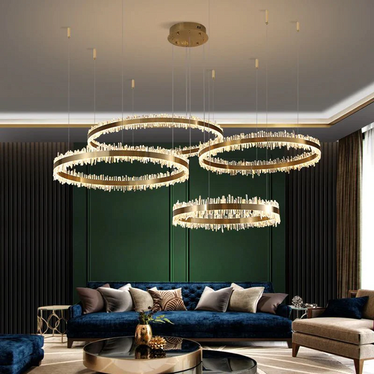 LA Modern Quartz Crystal Rings Chandelier