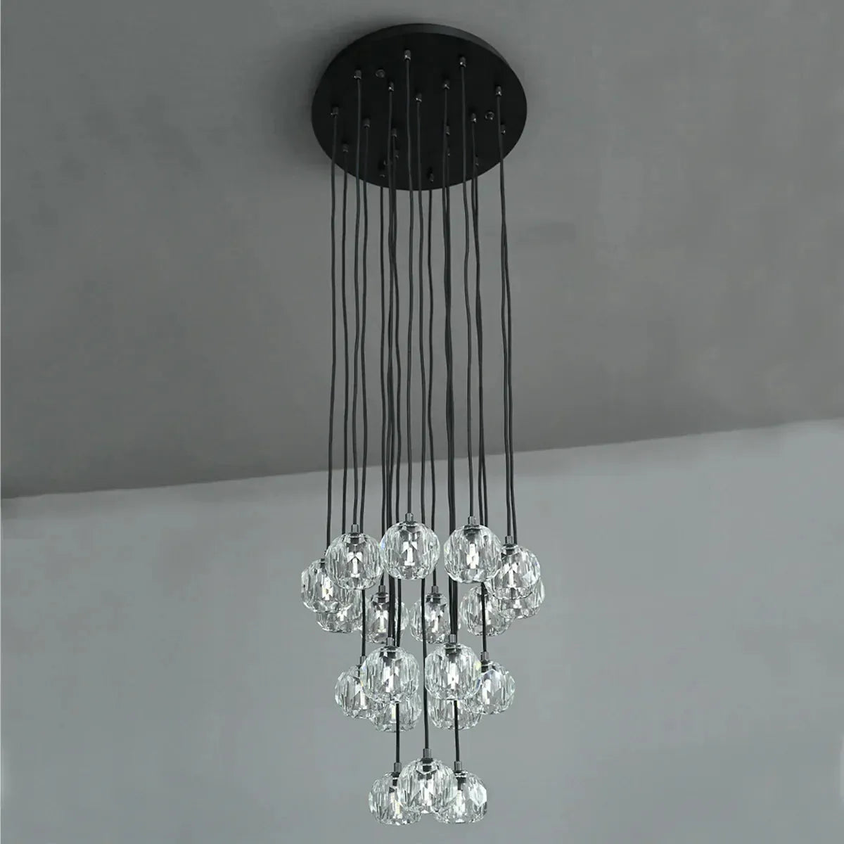 Bouble De Crystal Round Cluster Chandelier-Morylighting