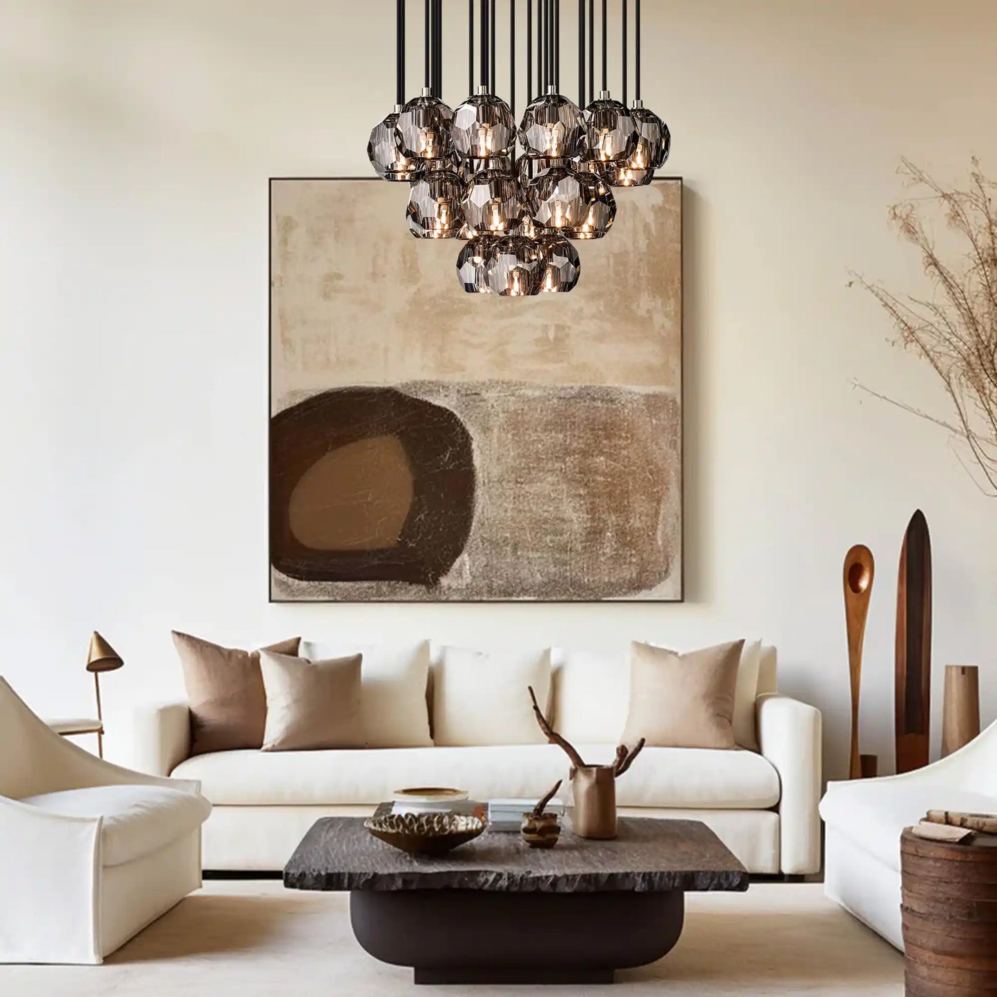 Bouble De Crystal Round Cluster Chandelier