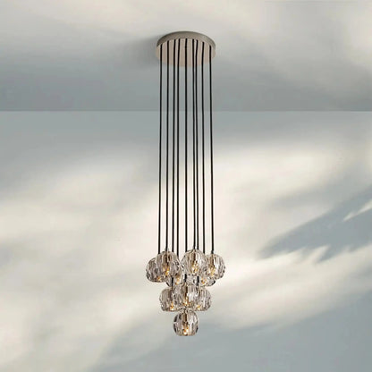 Bouble De Crystal Round Cluster Chandelier-Round: 14'' 10-Light-Smoke-Polished Nickel-Morylighting