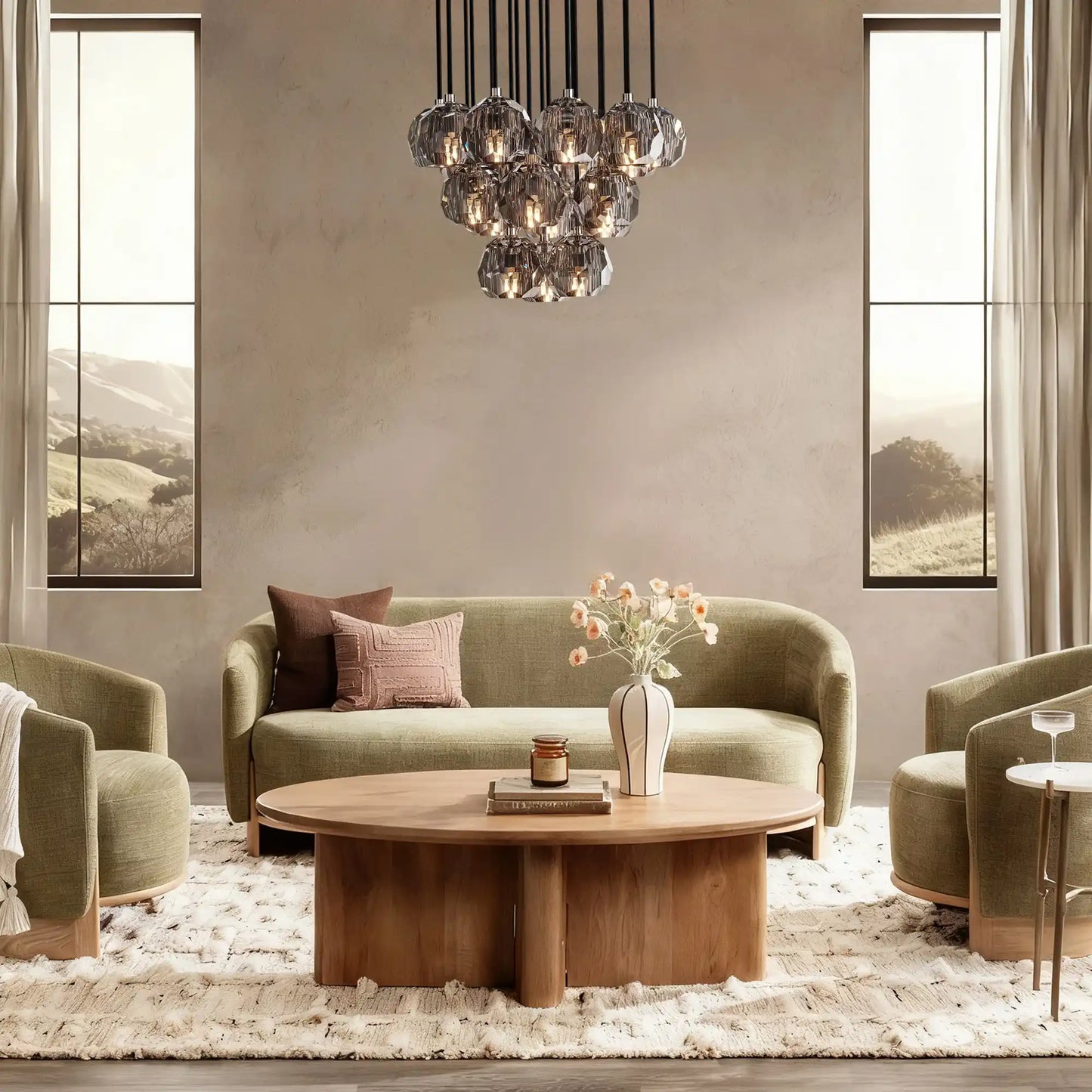 Bouble De Crystal Round Cluster Chandelier