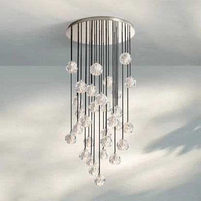 Bouble De Crystal Round Cluster Chandelier-Round: 30'' 30 Light-Clear-Polished Nickel-Morylighting