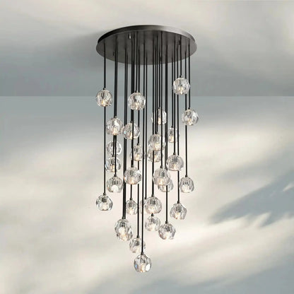 Bouble De Crystal Round Cluster Chandelier-Round: 30'' 30 Light-Clear-Black-Morylighting
