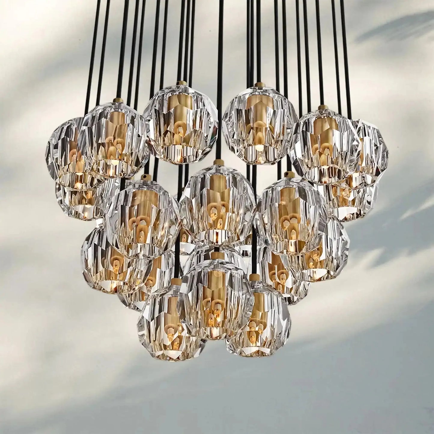 Bouble De Crystal Round Cluster Chandelier-Morylighting