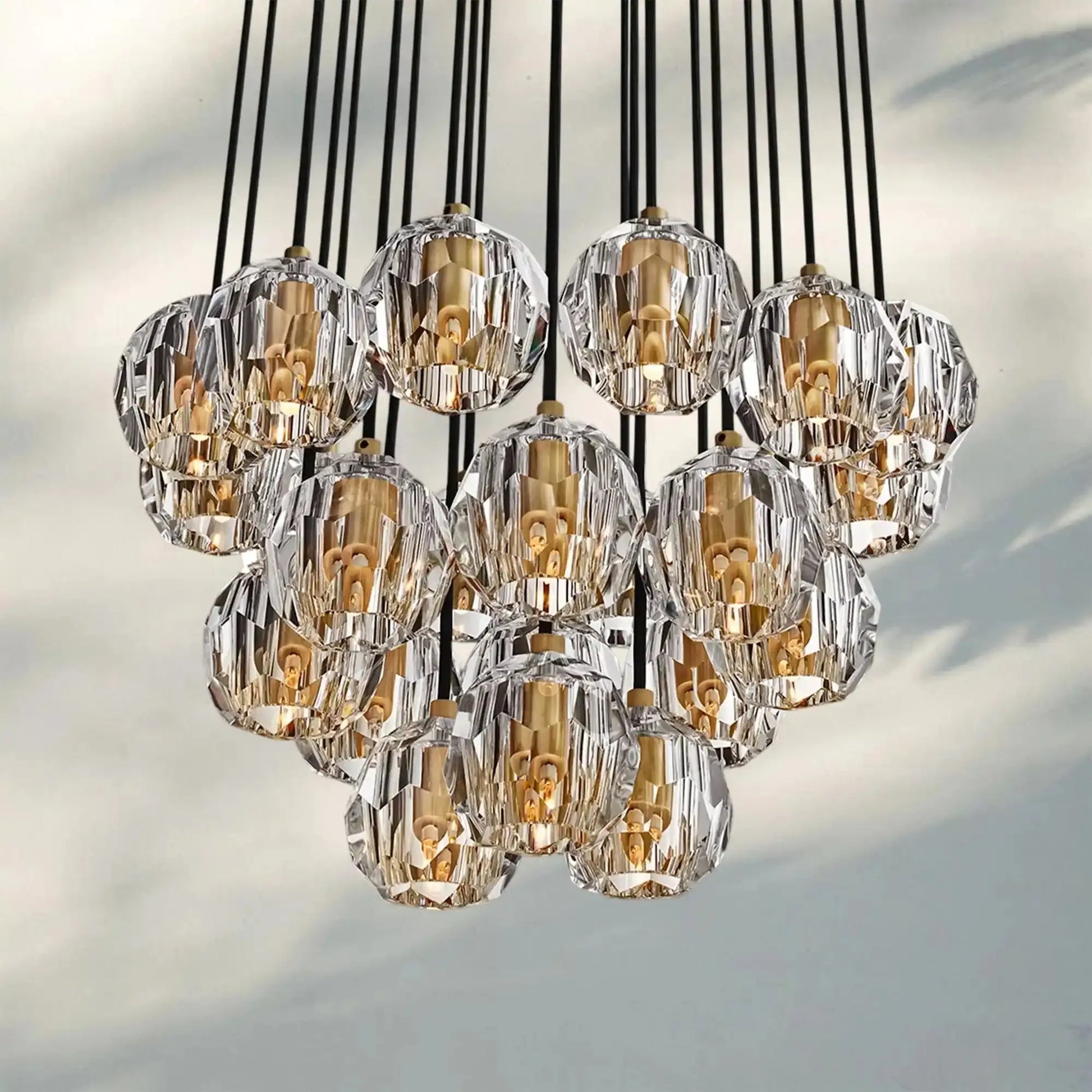 Bouble De Crystal Round Cluster Chandelier-Morylighting