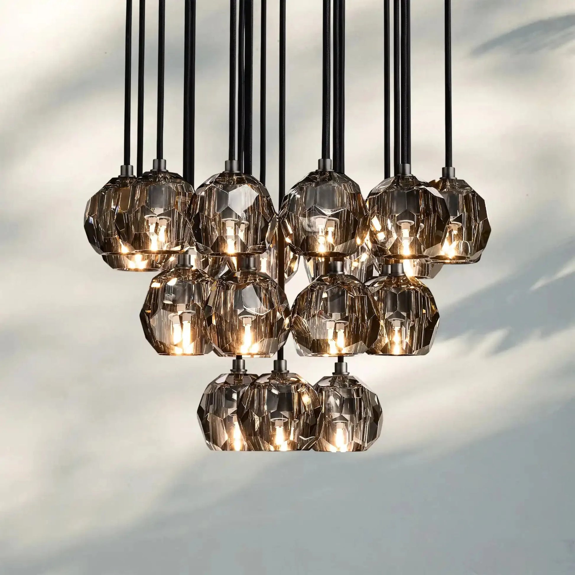 Bouble De Crystal Round Cluster Chandelier-Morylighting