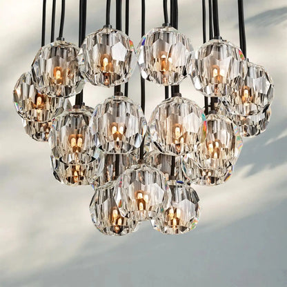 Bouble De Crystal Round Cluster Chandelier-Morylighting