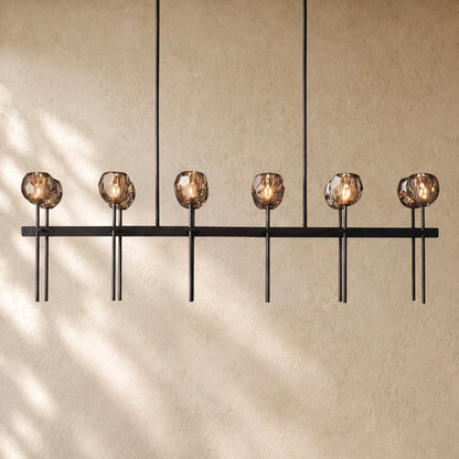 Boulee de Cristal Double Linear Chandelier 60"