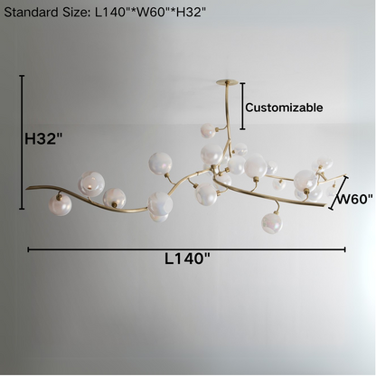 Contemporary Hand-blown Glass Globes Branch Chandelier for Dining Room Living Room and Kitchen Island