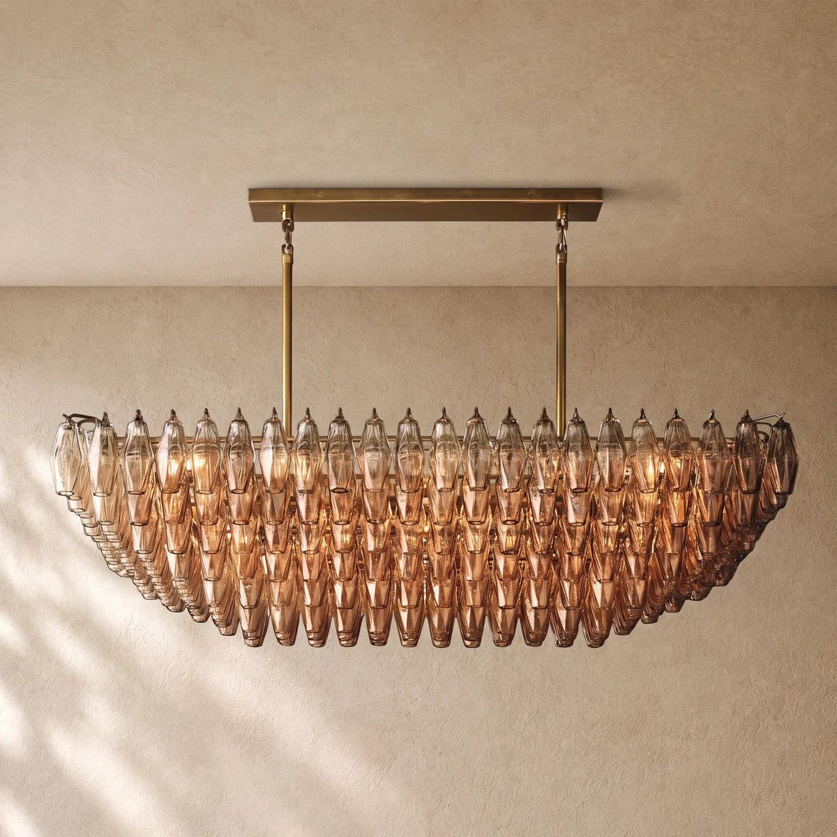 Chiaramn Clear Glass Tired Rectangular Chandelier 54"74"