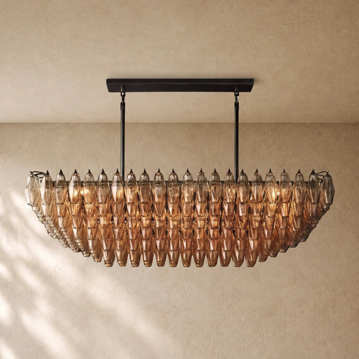 Chiaramn Clear Glass Tired Rectangular Chandelier 54"74"