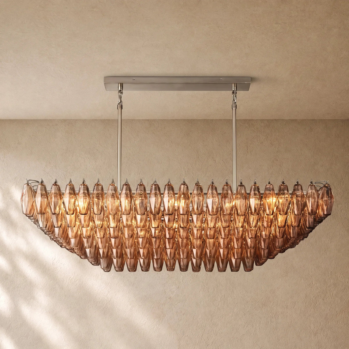 Chiaramn Clear Glass Tired Rectangular Chandelier 54"74"