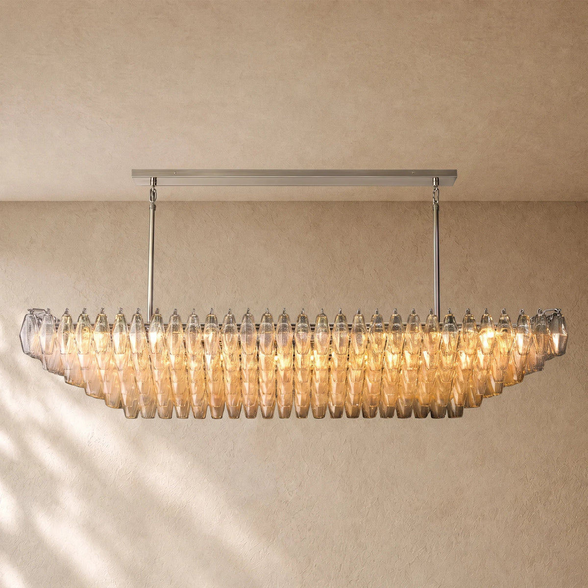Chiaramn Clear Glass Tired Rectangular Chandelier 54"74"