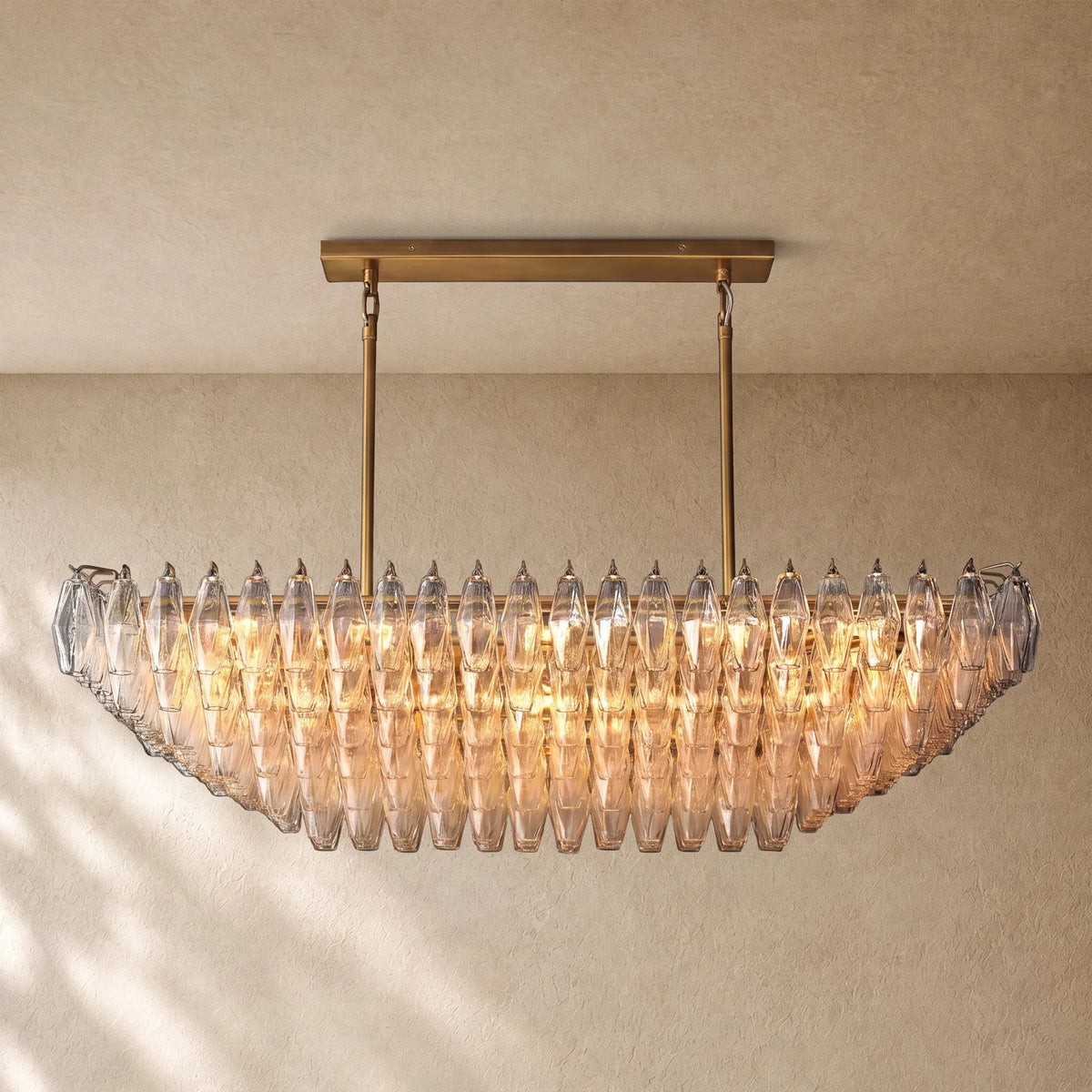 Chiaramn Clear Glass Tired Rectangular Chandelier 54"74"
