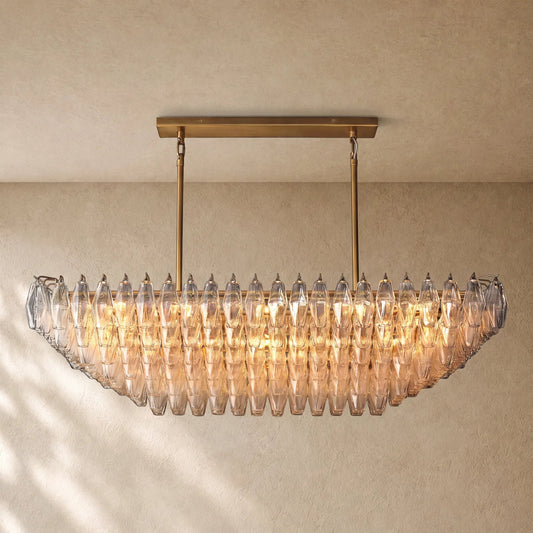 Chiaramn Clear Glass Tired Rectangular Chandelier 54"74"