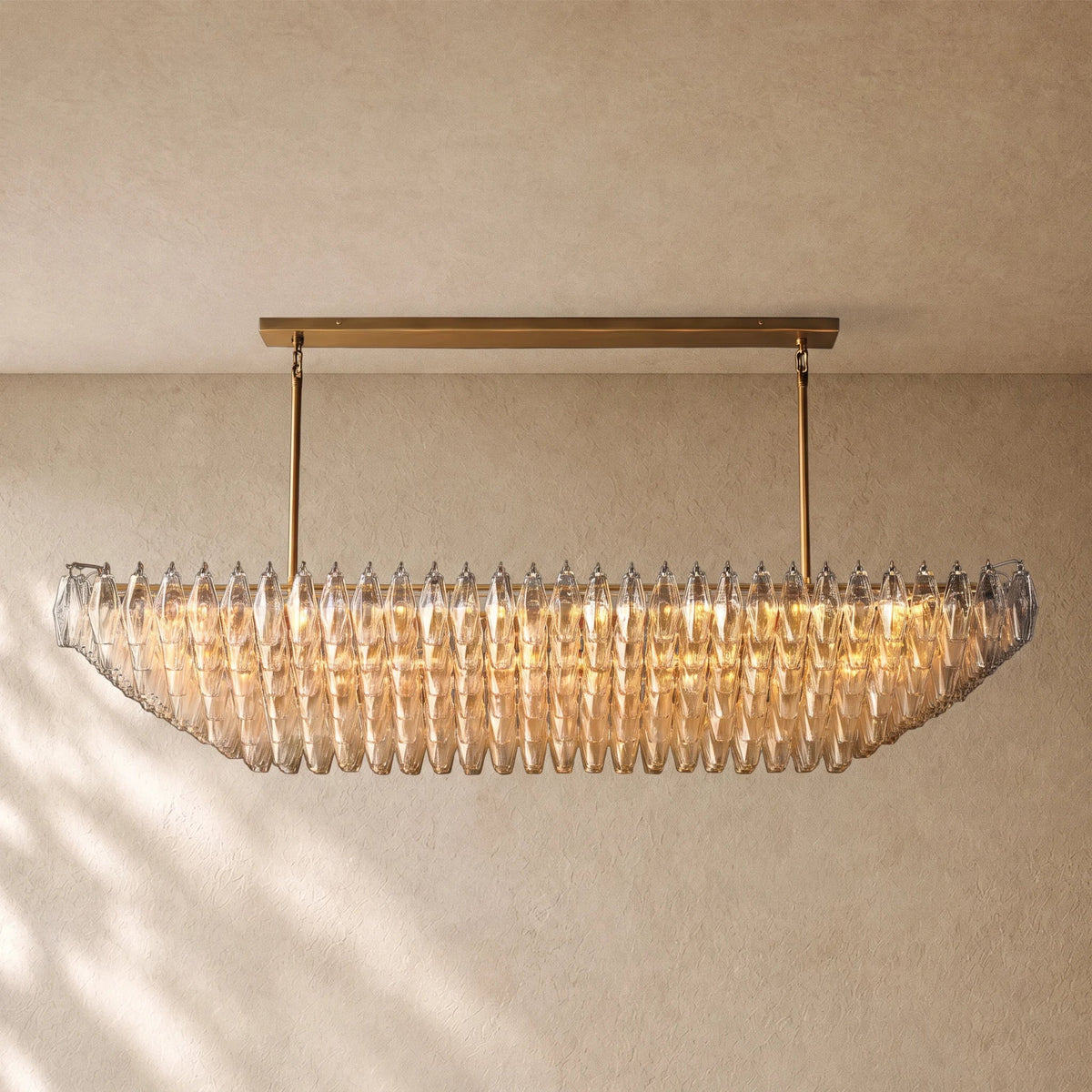 Chiaramn Clear Glass Tired Rectangular Chandelier 54"74"