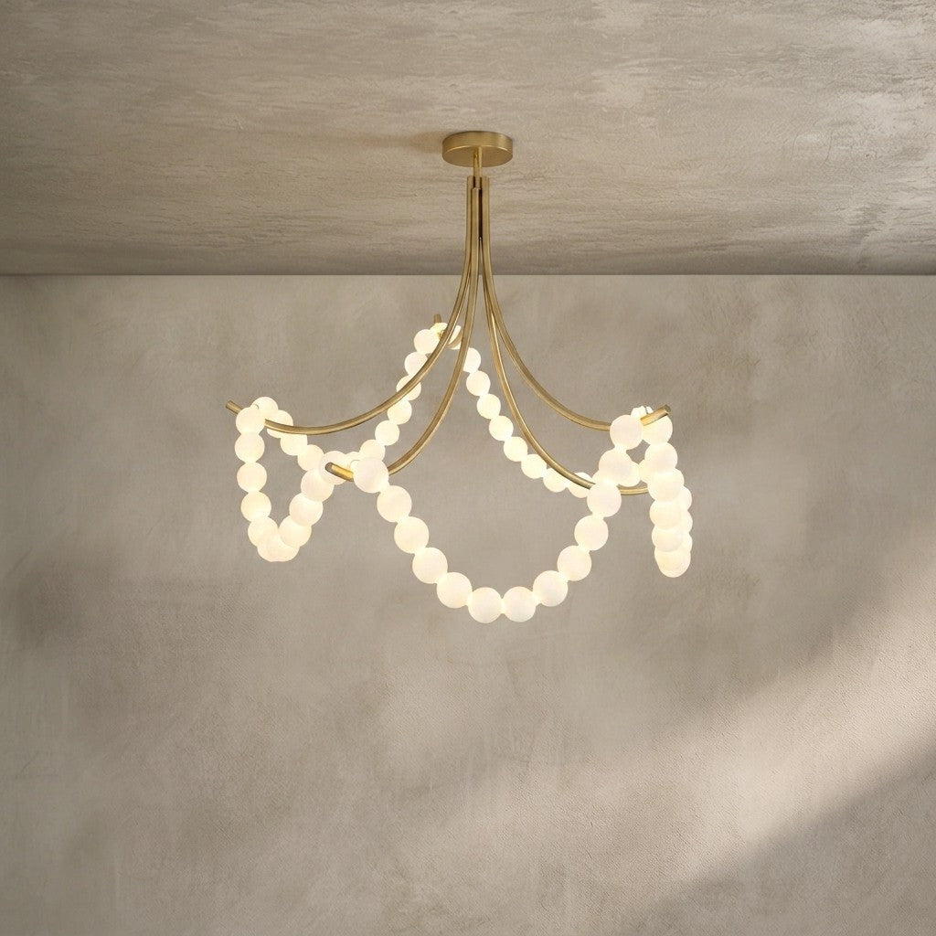 Cluster String Alabaster Beads Semi Flush Chandelier