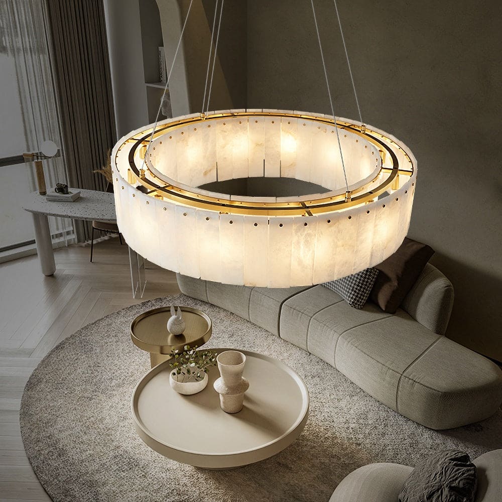 Copper & Alabaster Chandelier