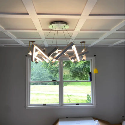 Modern Round/Linear Geometric Aluminum LED Chandelier for Dining Room/Bedroom
