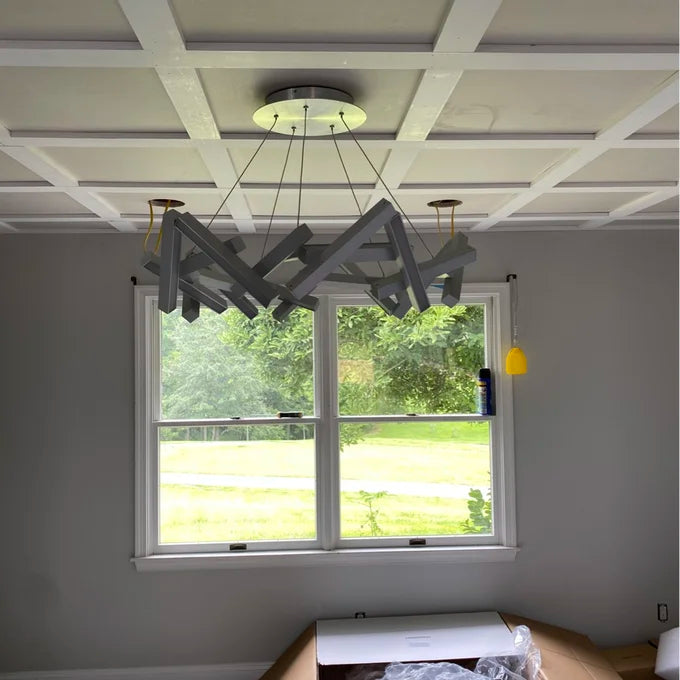 Modern Round/Linear Geometric Aluminum LED Chandelier for Dining Room/Bedroom