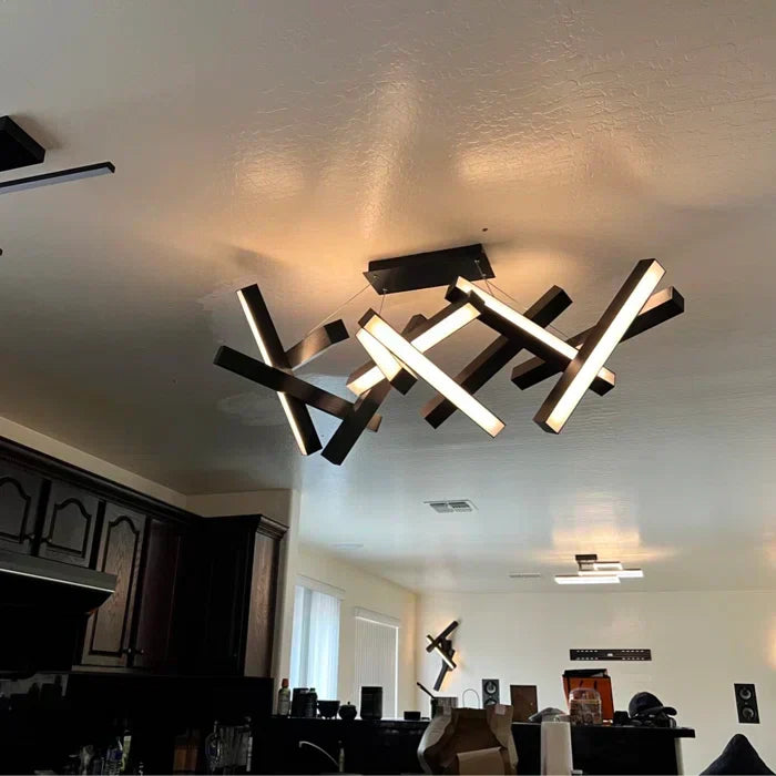 Modern Round/Linear Geometric Aluminum LED Chandelier for Dining Room/Bedroom