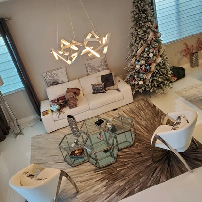 Modern Round/Linear Geometric Aluminum LED Chandelier for Dining Room/Bedroom
