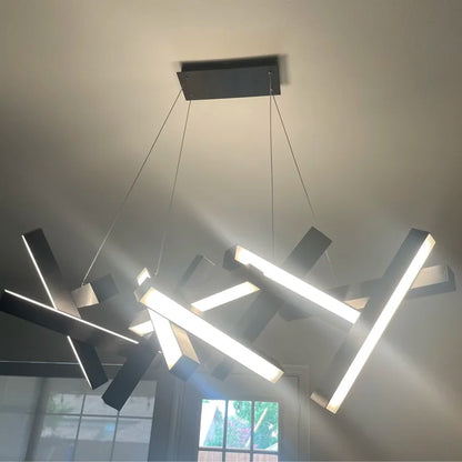 Modern Round/Linear Geometric Aluminum LED Chandelier for Dining Room/Bedroom