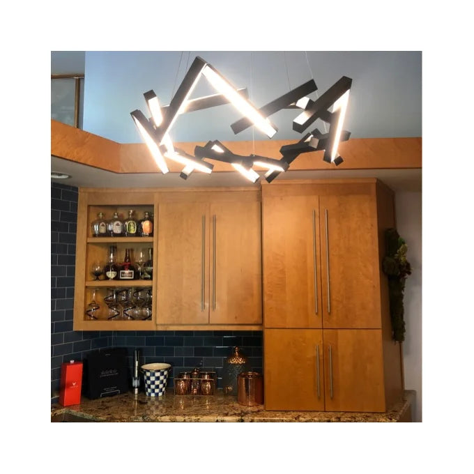 Modern Round/Linear Geometric Aluminum LED Chandelier for Dining Room/Bedroom